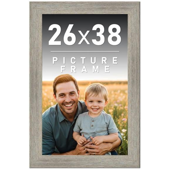 26x38 Frame Gray Barnwood Rustic Solid Wood Picture Frame | 1.5 Inch Moulding Width | Includes UV