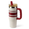 thumbnail image 3 of Ozark Trail 30 oz Stainless Steel Insulated Varsity Tumbler with Handle, White and Red and Black Stripes, 3 of 10
