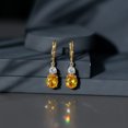 thumbnail image 4 of Yellow Sapphire Drop Earrings with Moissanite - 8X10 mm Oval Shaped Lab Grown Sapphire - AAAA Grade, 18K Yellow Gold, 4 of 8