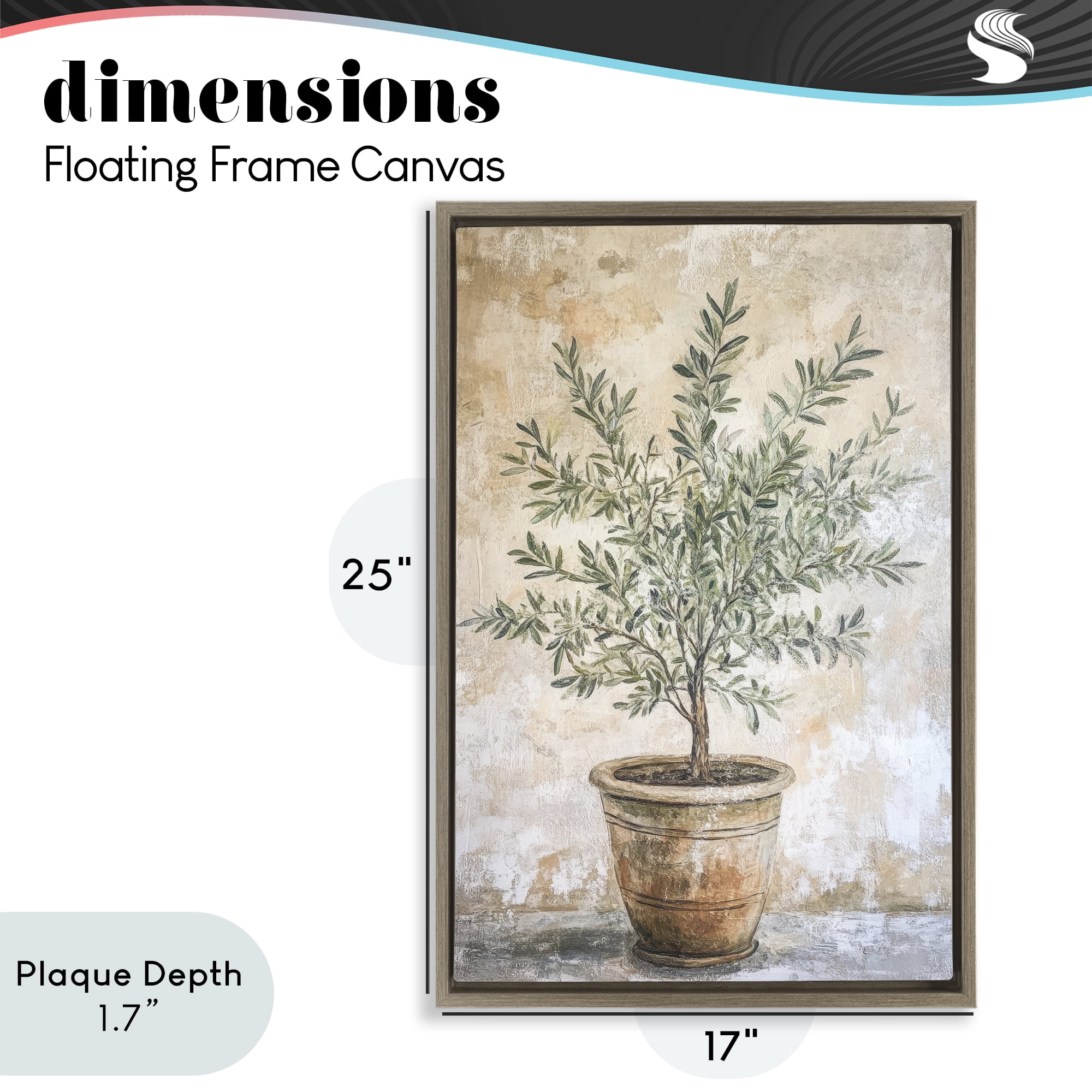 Stupell Industries Mediterranean Potted Olive Brown Framed Floater Canvas Wall Art, design by Petal Prints Design