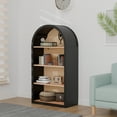 thumbnail image 6 of HIUU Black Arched Bookshelf,Modern Small Bookcase,Mid-Century Modern Curved Book Shelf,Arched Display Cabinet with Open Shelf for Bedroom, Living Room, 6 of 8
