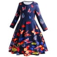 thumbnail image 4 of Girls Dresses Long Sleeve Casual Printed Dancing Princess Dress Party Swing Dresses for Kids 2-10 Years, 4 of 8