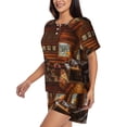 thumbnail image 2 of Naloa Log Cabin Inside Women's Short-Sleeved Pajama Set, Loungewear, Summer pajamas, Breathable Cozy - Medium, 2 of 9