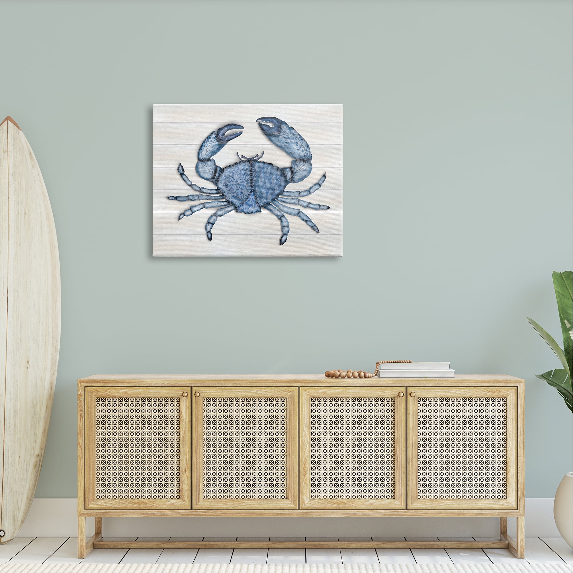 Stupell Industries Detailed Blue Crab Grainy Pattern Aquatic Botanicals Graphic Art Gallery Wrapped Canvas Print Wall Art, Design by Darlene Seale
