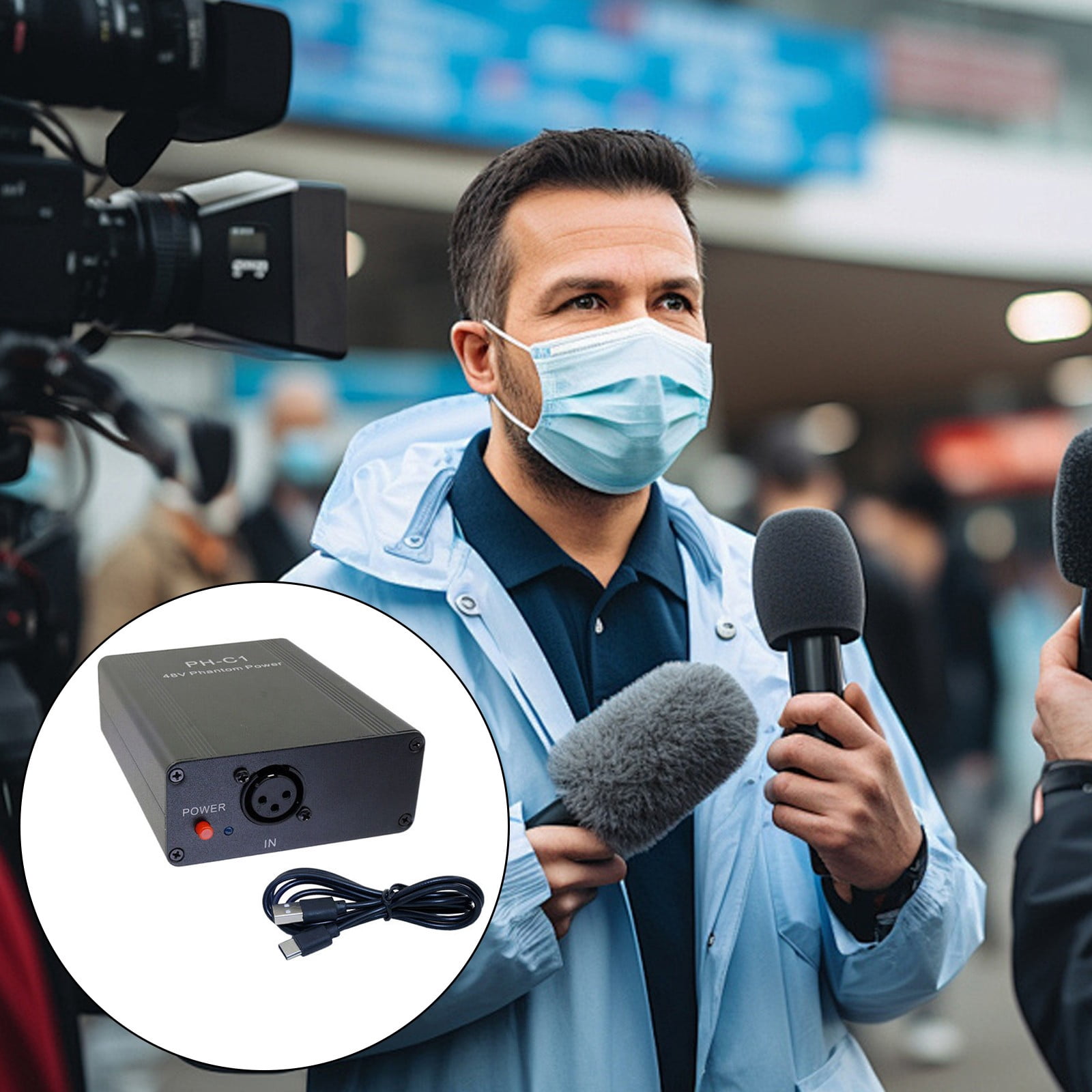Professional Outdoor Condenser Microphones 48V Phantoms Power Builts In Portable Design For Music Video Recording