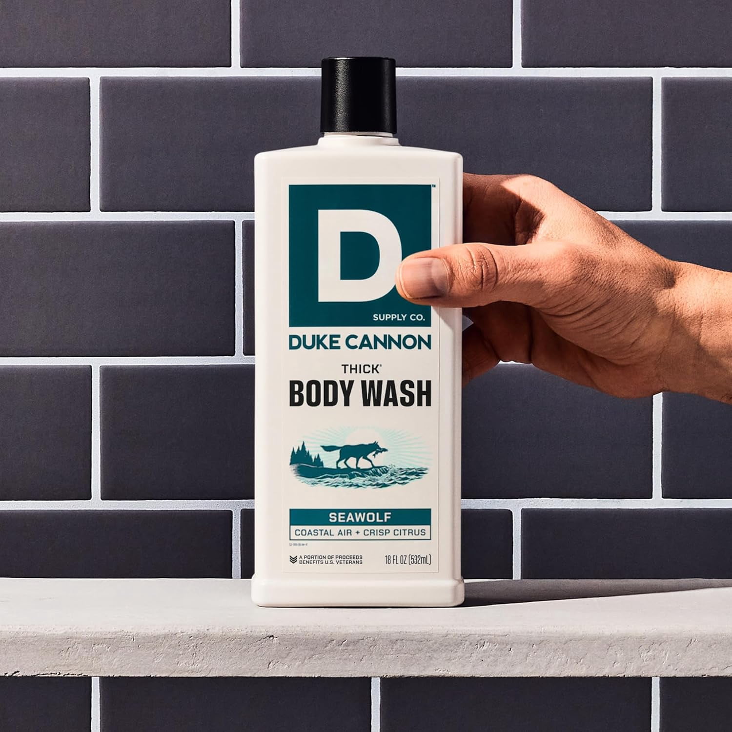 (6 pack) Duke Cannon Supply Co. Thick High Viscosity Body Wash – 3X Thicker, Plant-Based, Mineral-Enriched for Men – Shower Gel – Men’s Body Scrub – Seawolf (18 oz)