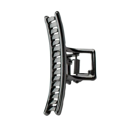 Elegant Hematite Metal Bar Claw Clip for Thick Hair, 3 Inch