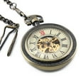 thumbnail image 4 of Hand-winding Mechanical Pocket Watch Brass Bronze Vintage Case Classic Men Chain, 4 of 6
