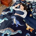 thumbnail image 3 of Manfei Colorful dinosaur 7 Pieces Bedding Comforter Set,Vintage Wild Animal Full Bedding Set,Orange Blue Black Fitted Sheet Flat Sheet For Boys,Super Cozy Room Decor Reversible, 3 of 7