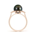 thumbnail image 2 of ANGARA Tahitian Cultured Pearl Ring with Trio Diamonds in 14K Rose Gold for Women | June Birthstone, Birthday, Anniversary, Jewelry Gift for Women | Pearl Ring, 2 of 8