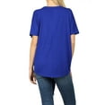 thumbnail image 4 of Women Short Sleeve V Neck Button Down T Shirts Tie Front Knot Loose Blouse Casual Tops, 4 of 4