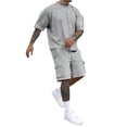 thumbnail image 2 of Mens Short Sets 2 Piece Outfits - Casual Summer Short Sleeve Sweatsuits Sets for Men with Cargo Pocket, 2 of 5