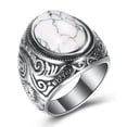 thumbnail image 1 of Anillo de acero inoxidable europeo y americano Corte vintage Anillo de acero de titanio turquesa Anillo de llave para hombre, blanco ZefeiWu 8390614378391, 1 of 1