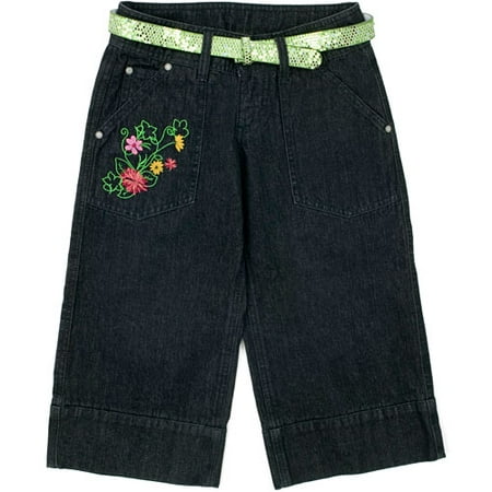 Riders - Girls' Embroidered Denim Gaucho Pants