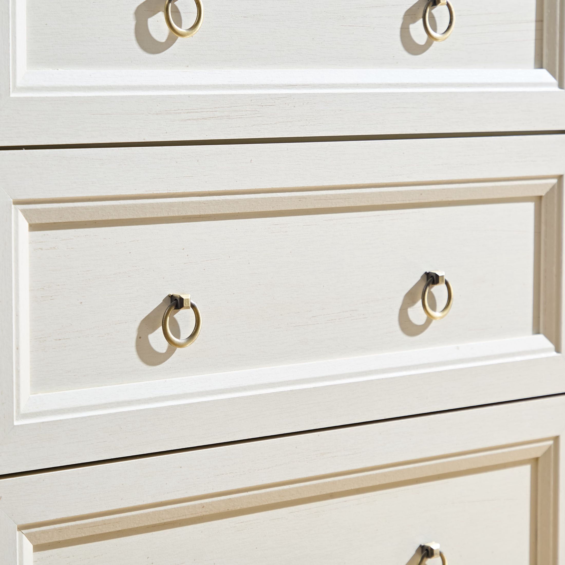 AENKYO Farmhouse Dresser with 6 Drawers, Storage Drawer Chest for Home, Cream White & Rustic Brown Finish
