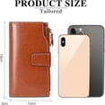thumbnail image 4 of Leather Women's Wallets,Multi-Function Slim Bifold Zipper Clutch Purse,Large Capacity Card Holder with RFID/Brown, 4 of 8
