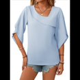 thumbnail image 2 of Blusa Informal Elegante de con Cuello en V para Mujer, 1/2, Verano 2025 Azul M, 2 of 9