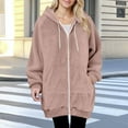 thumbnail image 4 of Women's Fleece Jackets Winter Full Zip Warm Soft Hoodies Casual Comfy Long Jacket Double-Sided Velvet Sweaters Tops Fuzzy Hooded Outerwear Loose Outdoor Coats with Pockets, 4 of 5