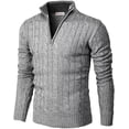 thumbnail image 4 of Suéter tipo polo de manga larga con cremallera de punto y corte ajustado informal para primavera, otoño e invierno para hombre, 4 of 6