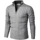 thumbnail image 2 of Suéter tipo polo de manga larga con cremallera de punto y corte ajustado informal para primavera, otoño e invierno para hombre, 2 of 6