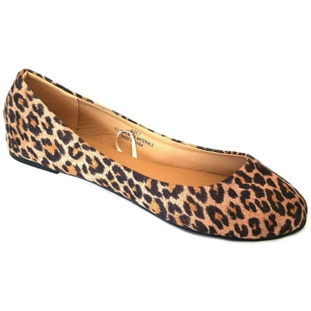 Shoes8teen Womens Ballerina Ballet Flat Shoes 8600 Leopard Micro 6.5