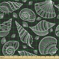 thumbnail image 2 of Ambesonne Underwater Fabric by the Yard Upholstery, Ethnic Boho Sea Shells, 3 Yards, Dark Grey and White, 2 of 5