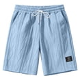 thumbnail image 3 of CIENVNSTG Men's Cable Knit Sports Shorts Summer Breathable Thin Drawstring Elastic Waist Straight Leg Running Casual Shorts with Pockets Light Blue 2XL, 3 of 4