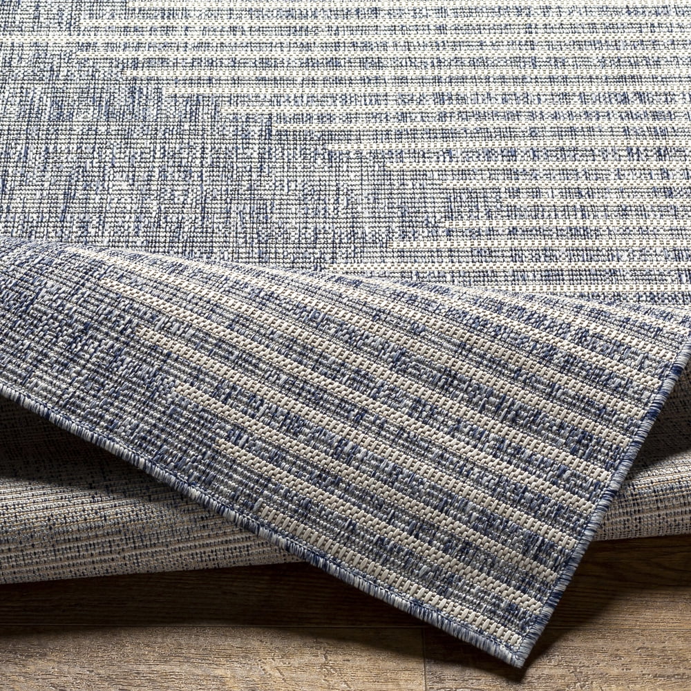 Livabliss Outdoor Rugs, 3x10 Eagean Global Navy Runner Area Rug for Patio, Porch, Deck, Backyard, Waterproof Indoor Outdoor Carpet (2'7" x 10' Runner)