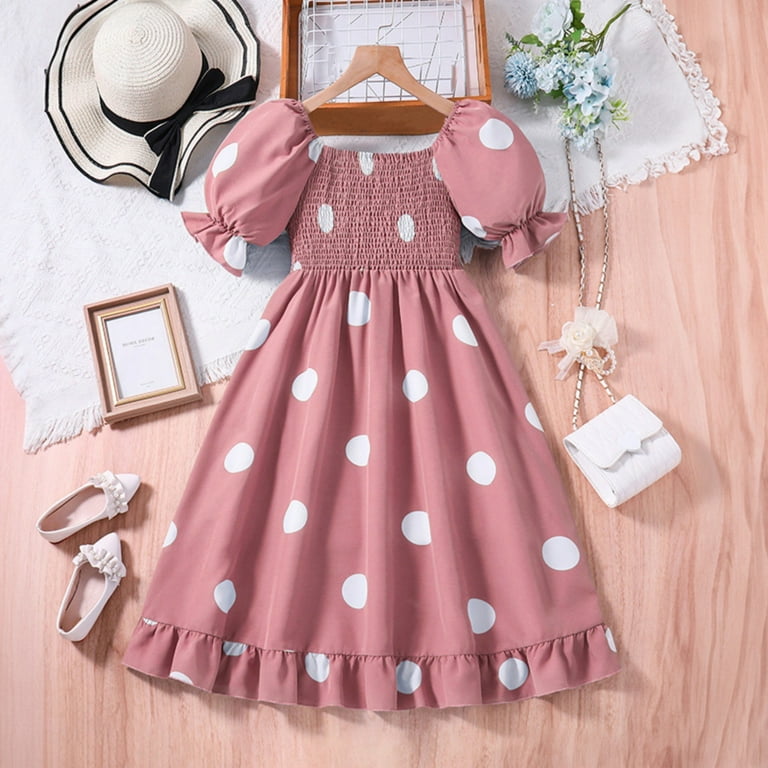 childrens pink polka dot dresses Polka Dot Dress Girls, Pink Polka Dot Dress Gift,pink Polka Dot Dress,  White Polka Dots on Red, Barbie Dress Up, Minnie Mouse Dress Inspired