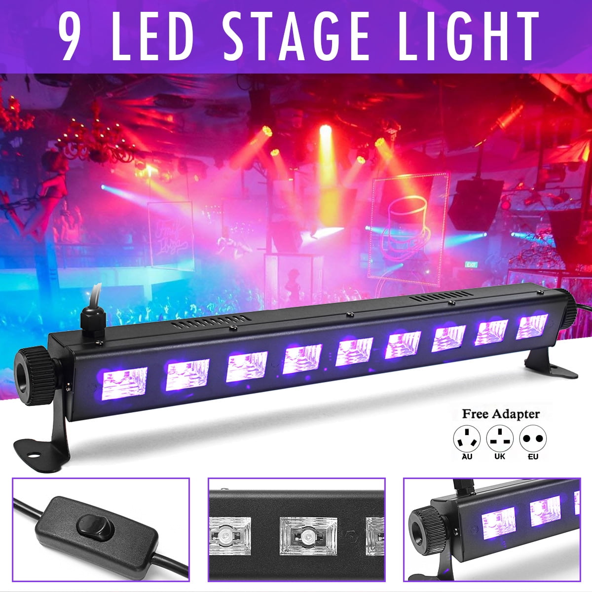 NEW Stage Light Bar 9LED 3W 395-400nm UV Light LED Bar Blacklights