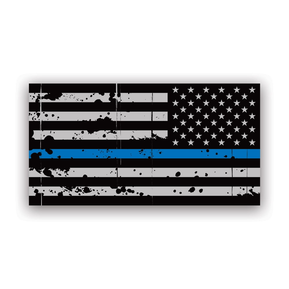 6 Thin Blue Line American Flag Decals - Distressed Style Vinyl Stickers For Cars, Laptops & More