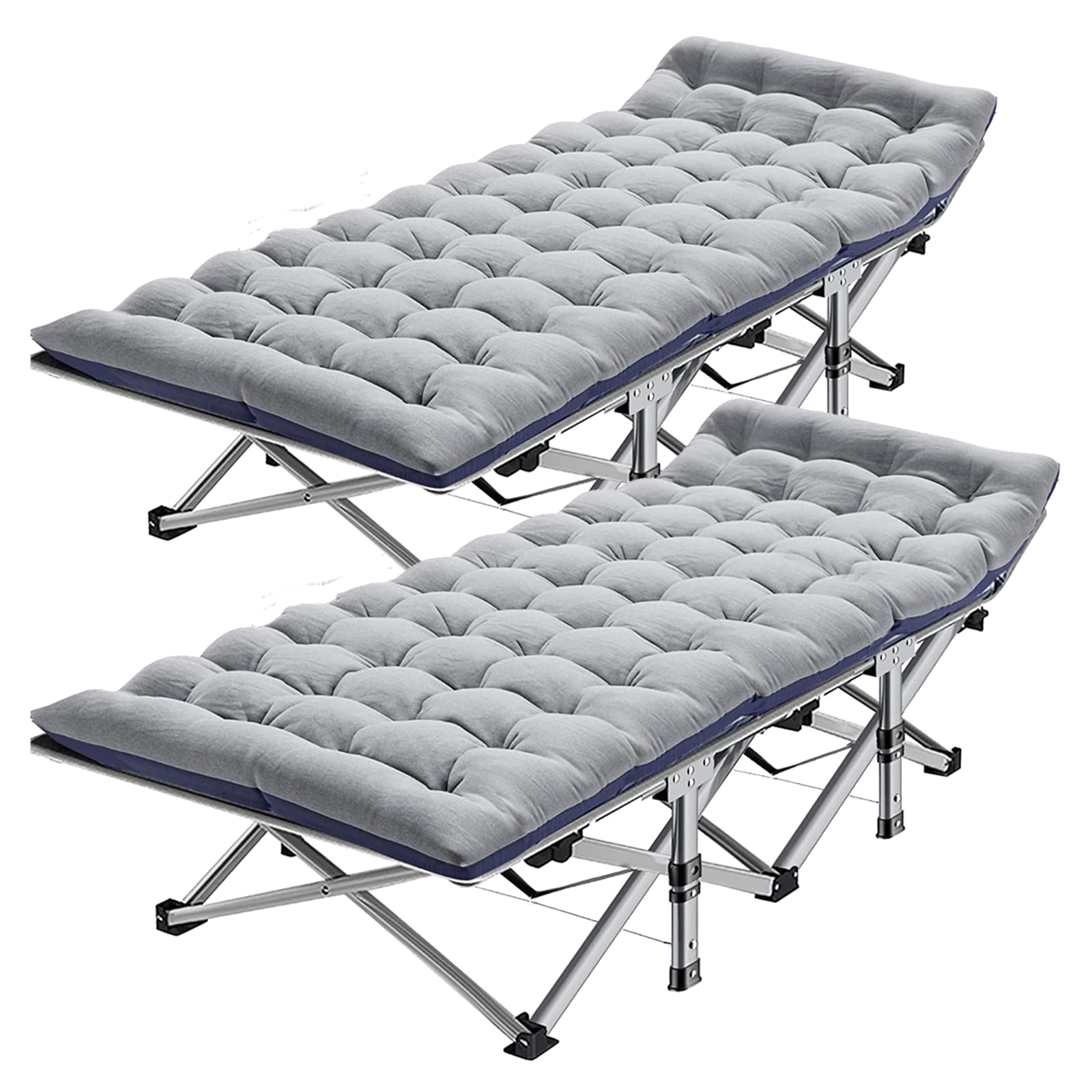 ABORON 2 Packs Folding Cots for Sleeping with 2 Sided Mattress & Carry ...