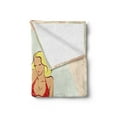 thumbnail image 2 of Pin up Girl Soft Flannel Fleece Throw Blanket, Blonde Girl in PolkDotted Red Bikinind Sitting on Wooden Surfboard, Cozy Plush for Indoor and Outdoor Use, 50" x 70", Multicolor, by Ambesonne, 2 of 5