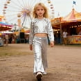 thumbnail image 2 of Afdoent Fashion Clothing Sets Girls Glitter Sequin Party Performance Outfit Two Piece With Round Sequins And Flared Pants For And Stage Shows 140, 2 of 6