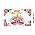 thumbnail image 3 of Pink Theme Happy Birthday Banner Princess Castle Flower Backdrop for Kids Party Celebration Decoration, 3 of 7