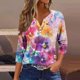 thumbnail image 1 of Fiudx Ofertas Flash Artículos En Oferta Blusa de Manga 3/4 Corta Estampada a La Moda para Mujer, Blusa Informal con Cuello Redondo, 1 of 5