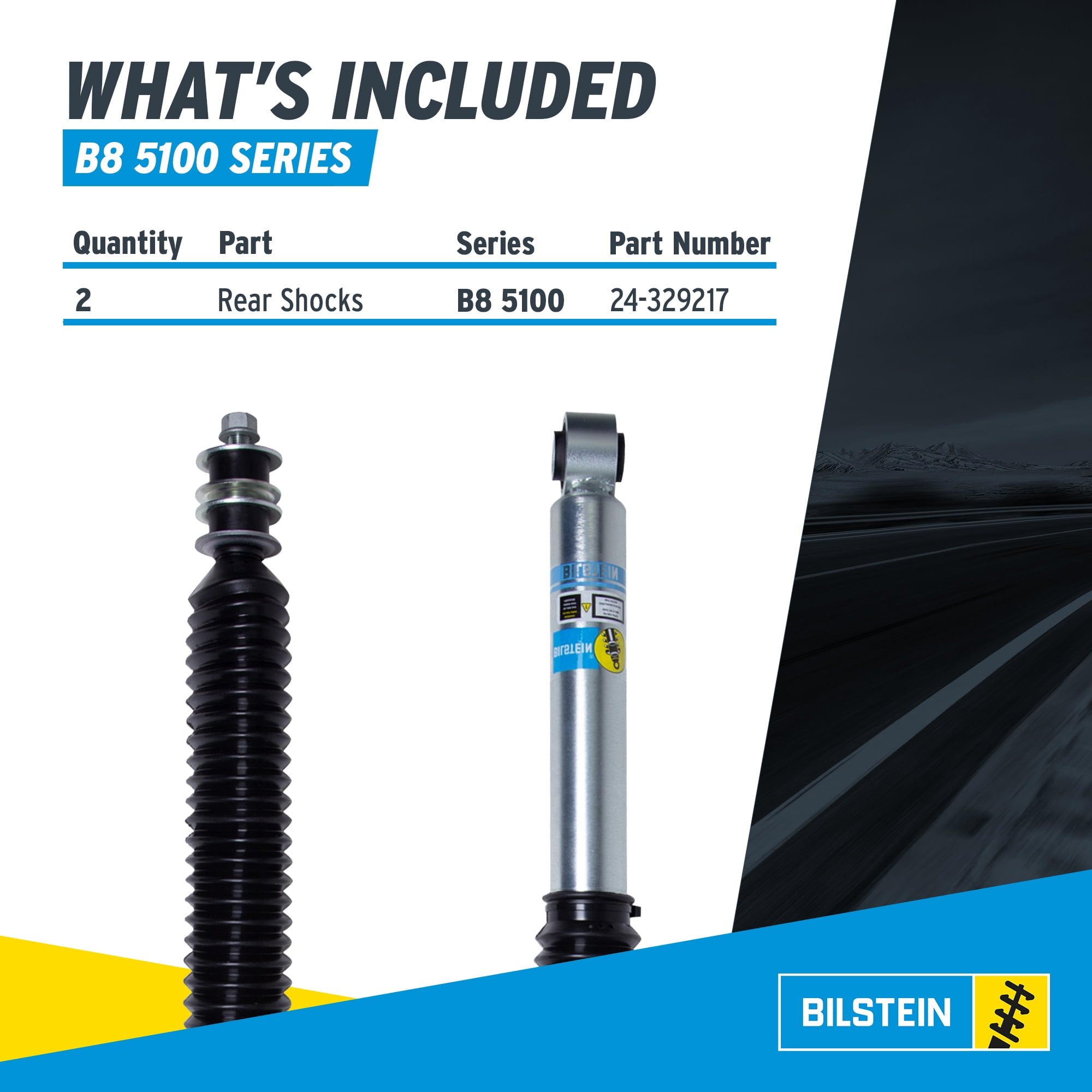 Bilstein Pair of Rear B8 5100 Series Shocks Compatible with 2022-2025 Tundra w/o Air Suspension and with 0-1" Rear Lift