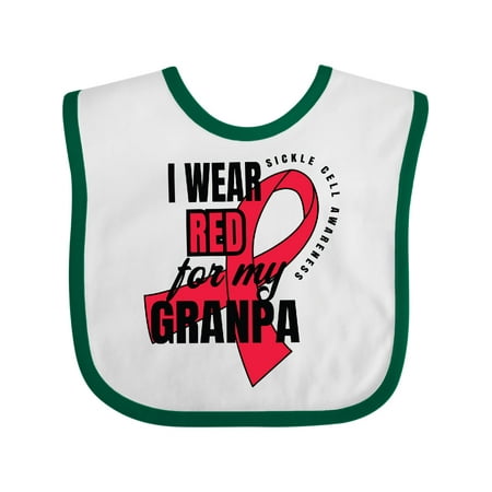 

Inktastic Sickle Cell Awareness I Wear Red For My Granpa Gift Baby Boy or Baby Girl Bib