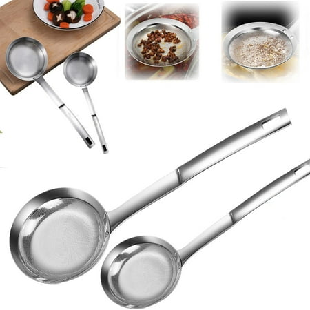 

2PC Fine Mesh Stainless Steel Colander Small Spoon Oil Screen Fine Mesh Stainless Steel Slotted Spoon Fragarn