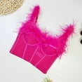 thumbnail image 4 of Xfvqtps Womens Feather Corset Crop Tops Sling Tube Top Spaghetti Straps Bustier Vest Flexible Boned Support Hot Pink, 4 of 9