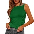 thumbnail image 2 of Htigea Women's High Neck Tank Top 2025 Summer Casual Ribbed Knit Slim Fitted Basic Textured Sleeveless Shirts Today Sales Army Green,2XL, 2 of 6