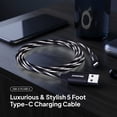 thumbnail image 3 of Powertek Light-Up USB-A to USB-C Charging Cable, 5 ft, Black, 3 of 7