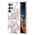 thumbnail image 1 of For Samsung Galaxy S22 Ultra 5G Splicing Marble Flower Pattern TPU Ring Holder Case, 1 of 4