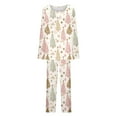 thumbnail image 7 of Hueook Silk Pajamas for Women Plus Size Pajamas Women Christmas Fashionable and Casual Loose Printed Round Neck Button Up Long Sleeved Pants Pajama Set Multicolor 2X, 7 of 7