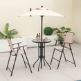 thumbnail image 2 of Costway 4PCS Patio Bistro Set Folding Counter Height Chairs Round Bar Table& Umbrella, 2 of 10