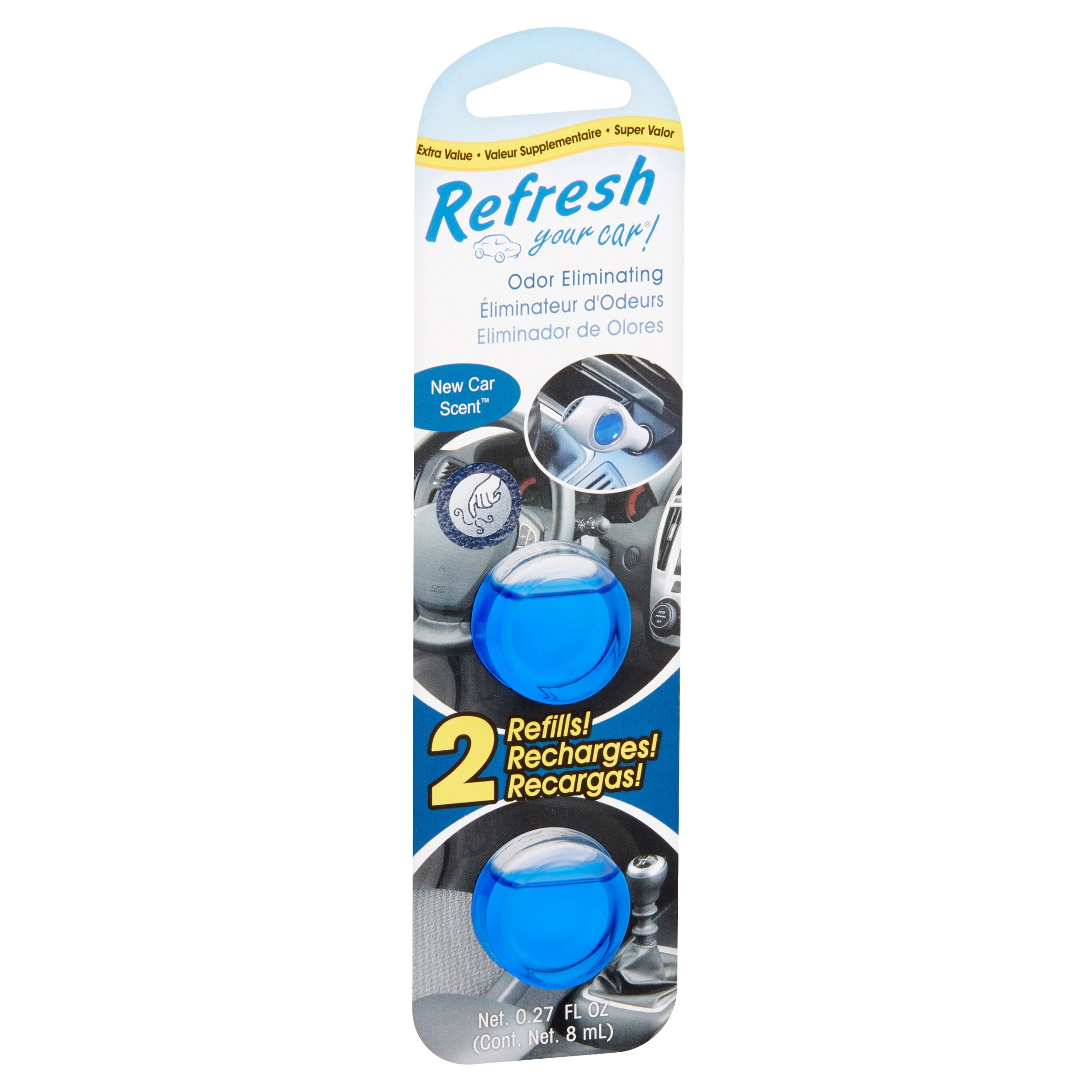 Refresh Your Car! New Car Scent Air Freshener Refill, 0.27 Fl. Oz., 2 Count  