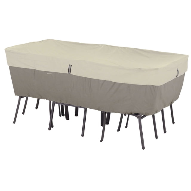 Classic Accessories Belltown Rectangular/Oval Patio Table and Chair Cover - Medium, Grey