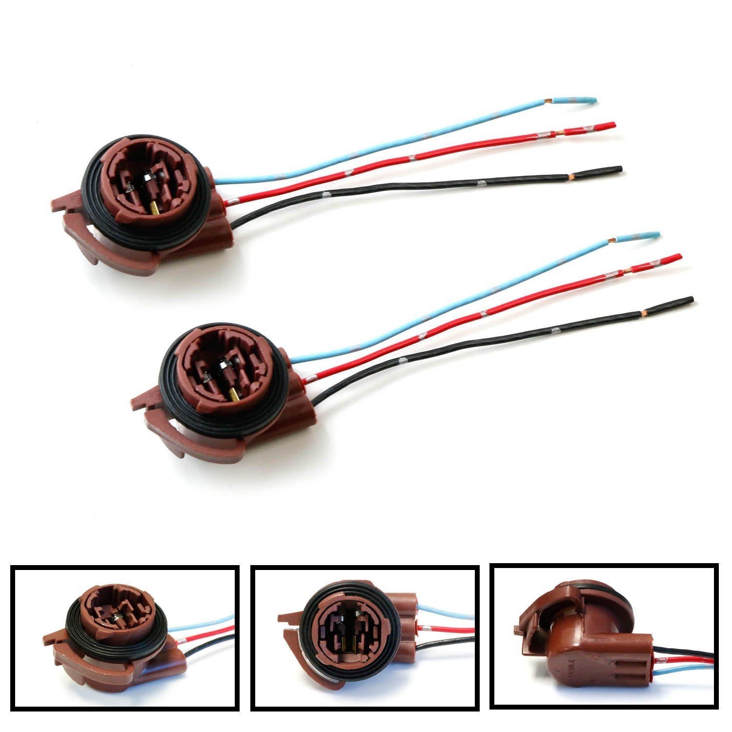 iJDMTOY (2) 3156 3157 PreWired Harness Sockets For Repair, Replacement, Install LED Bulbs For