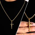 thumbnail image 2 of Collar ALEXCRAFT cruz chapado en oro 55 cm cadena tipo cuerda, 2 of 6
