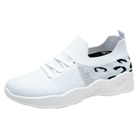 

Ediodpoh Women s Lace up Travel Soft Sole Flat Comfortable Shoes Outdoor Leopard Print Mesh Runing Fashion Sports Breathable Shoes Sneakers for Women White 8.5